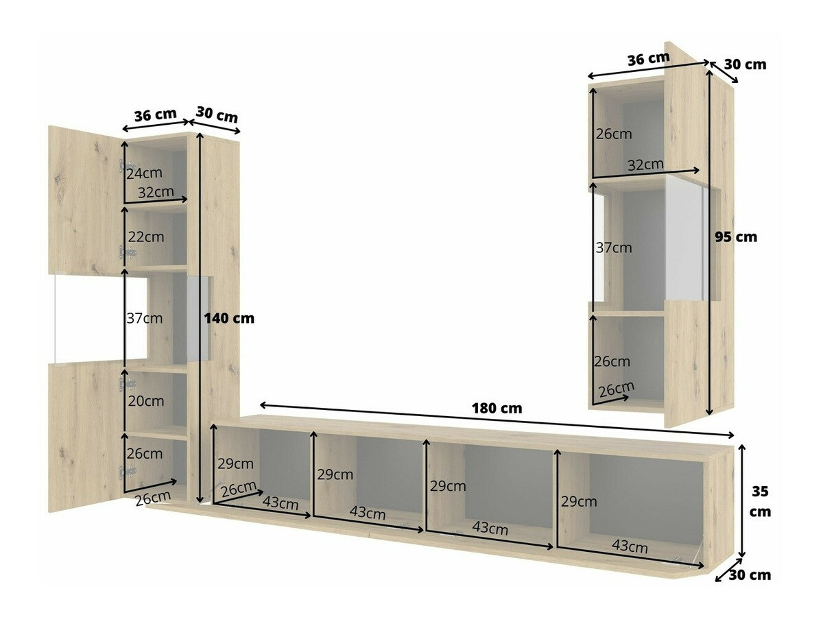 Σετ επίπλων σαλονιού Revmiru 106 (Άσπρο + Δρυς wotan)