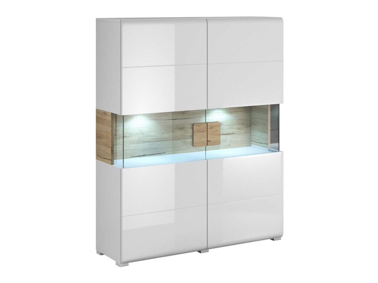 Βιβλιοθήκη Torsone 107 (Άσπρο + Γυαλιστερό λευκό + San remo δρυς)