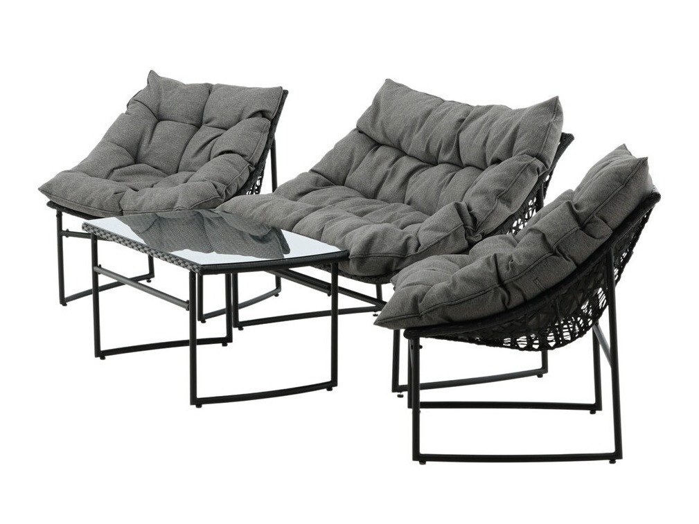 Σετ επίπλων εξωτερικού χώρου Dallas 4732 (Μαύρο + Γκρι)
