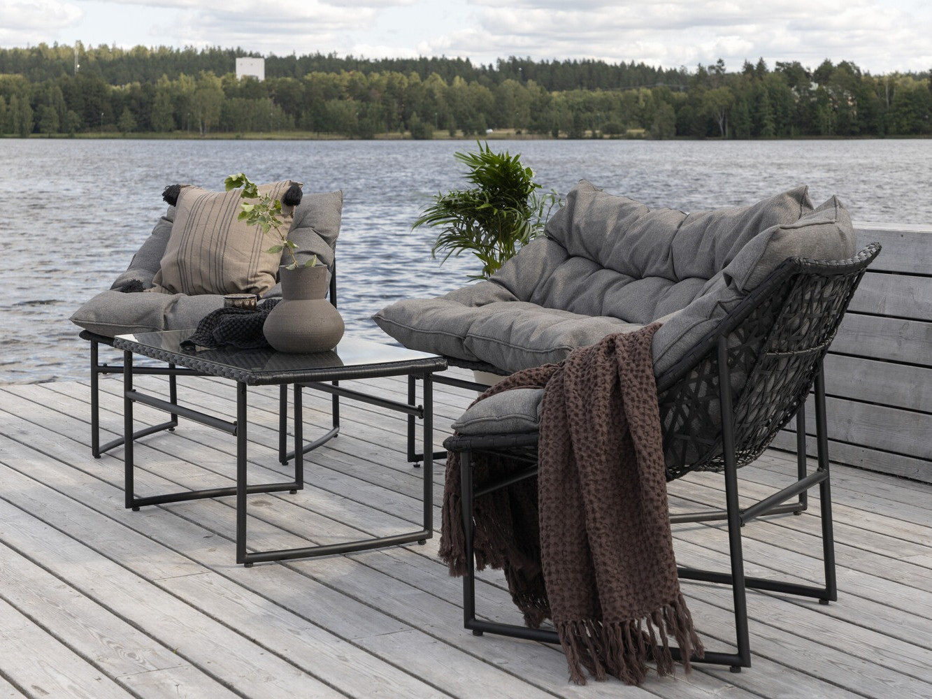 Σετ επίπλων εξωτερικού χώρου Dallas 4732 (Μαύρο + Γκρι)