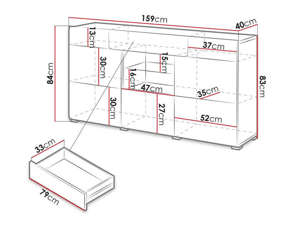 Συρταριέρα Torsone 108 (Άσπρο + Γυαλιστερό λευκό)