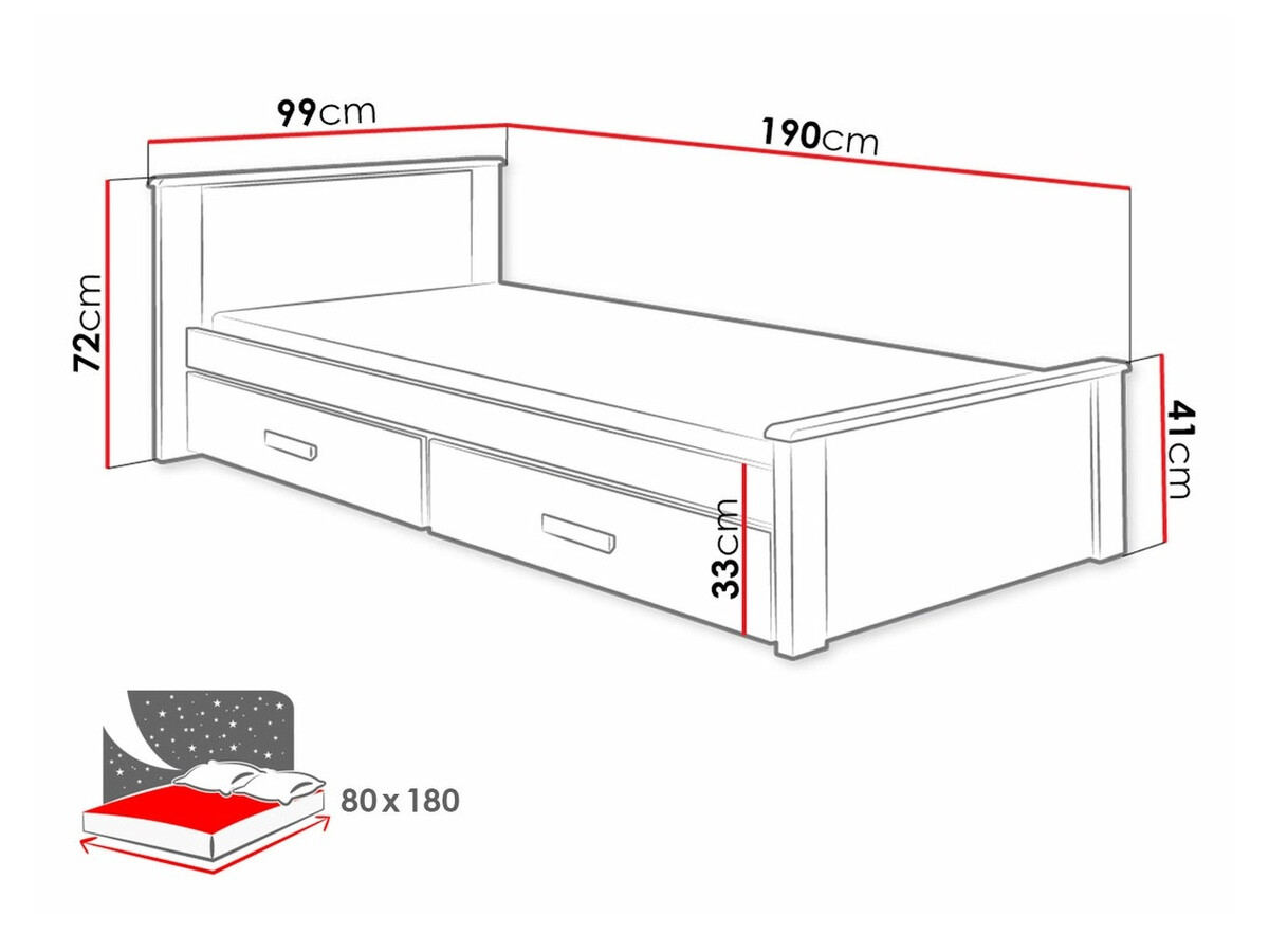 Κρεβάτι Henderson 115 (Άσπρο + Sonoma οξιά)