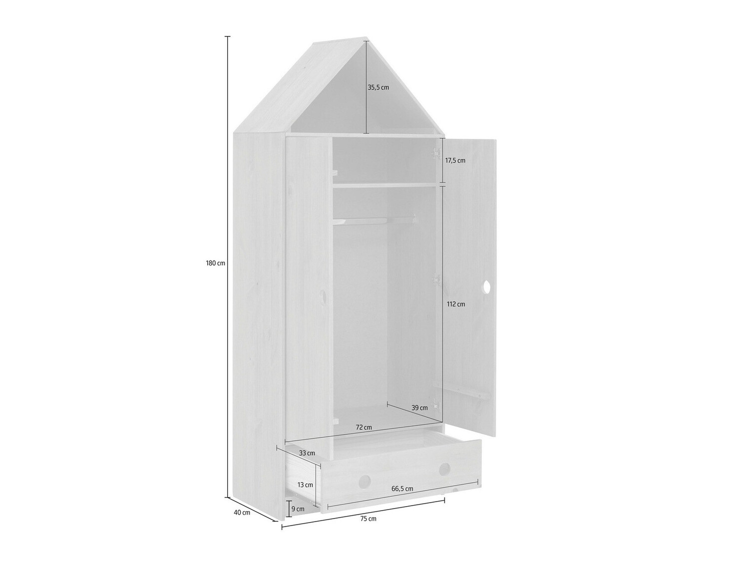 Ντουλάπα Ruvfiva 119 (Πεύκο)