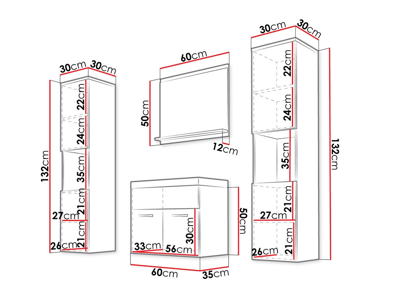 Σετ μπάνιου Sarasota 123 (Δρυς wotan)