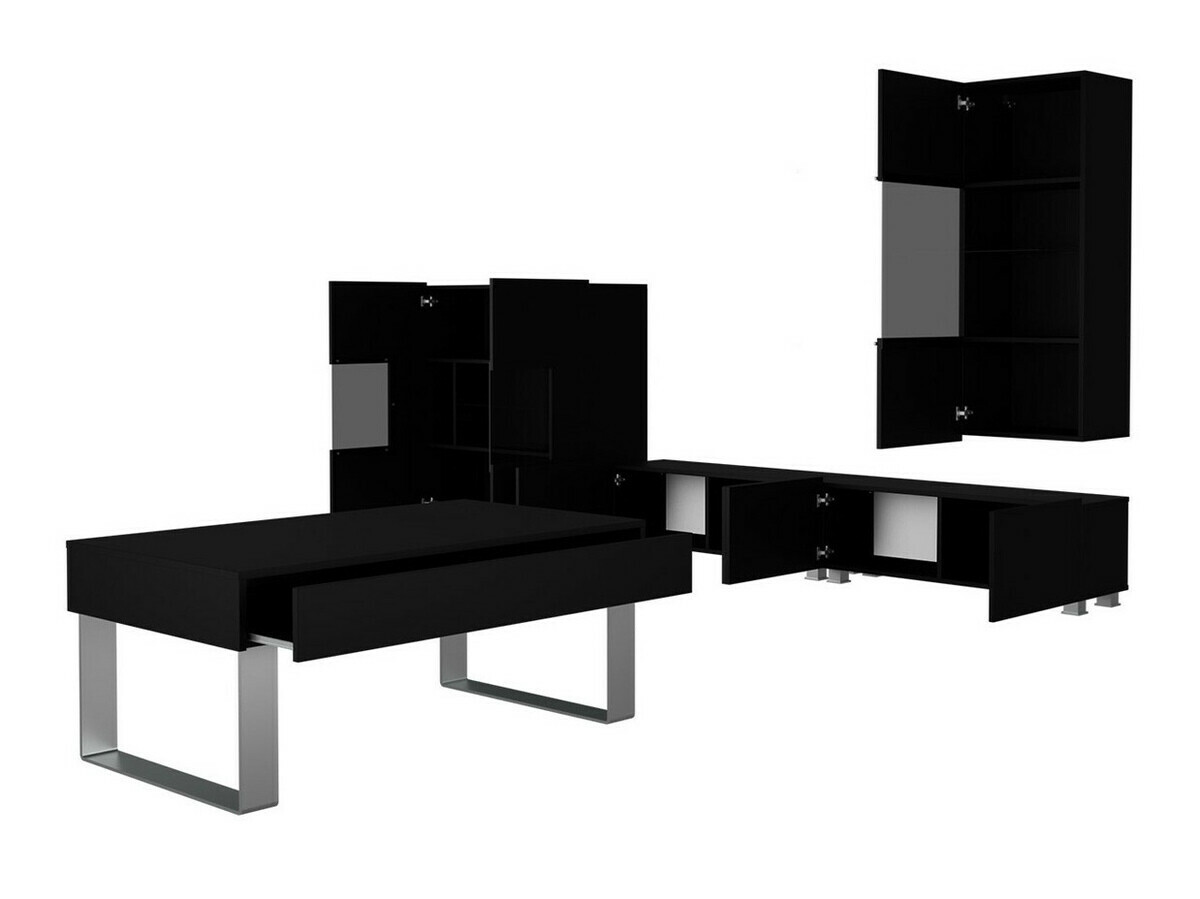 Living room set Tivdalu 140 (Black + Glossy black)