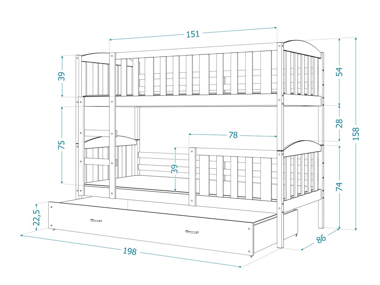 Bunk bed Aurora 105 (White)