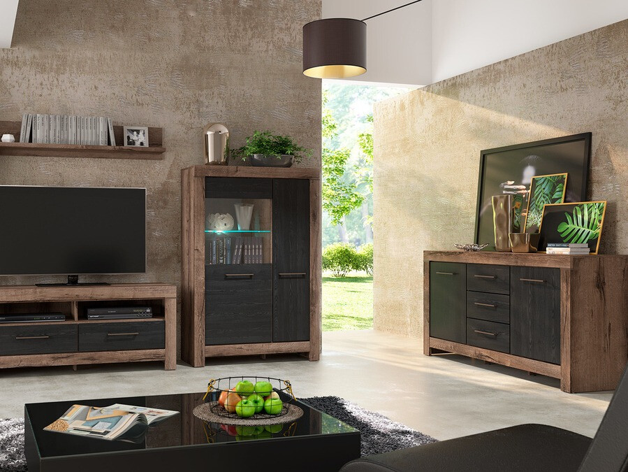 Chest of drawers Dunfelu 100 (Monastery oak + Black oak)