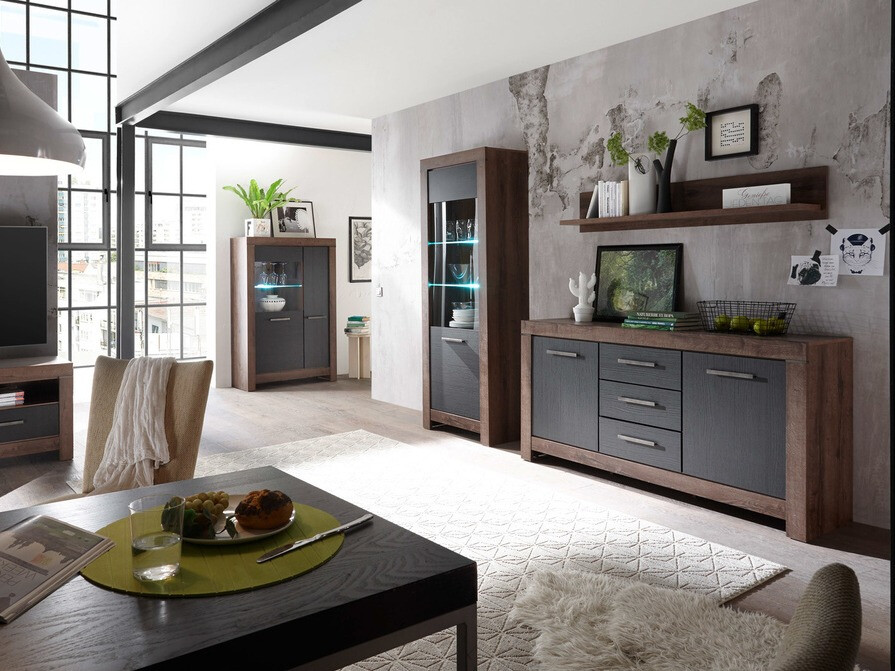 Chest of drawers Dunfelu 100 (Monastery oak + Black oak)