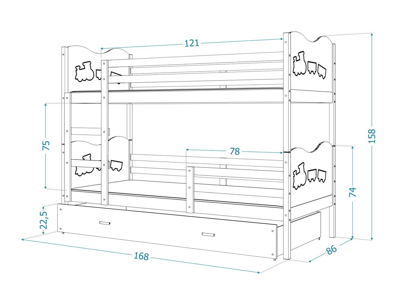 Bunk bed Aurora 110 (Pine)