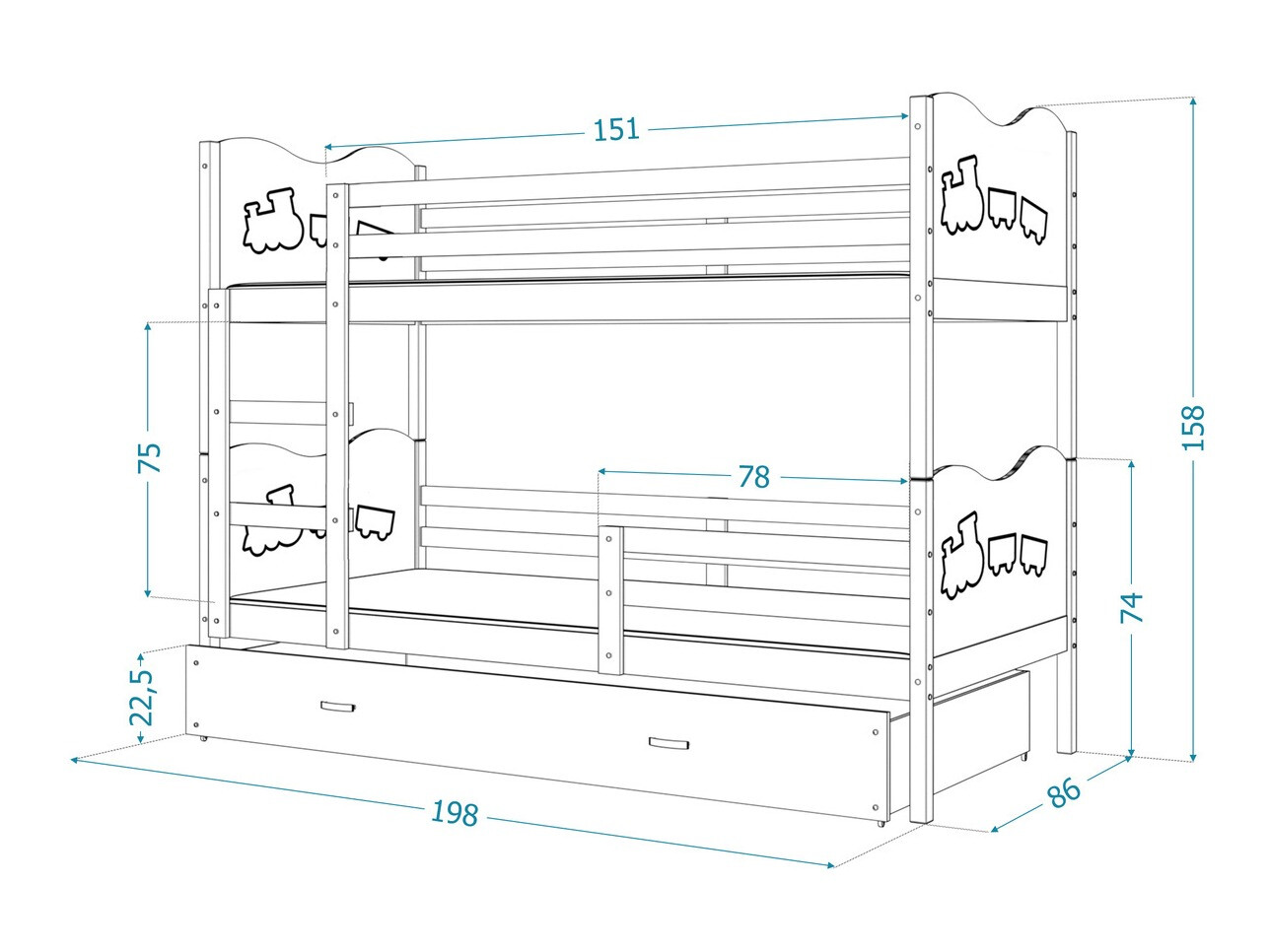 Bunk bed Aurora 111 (Grey)