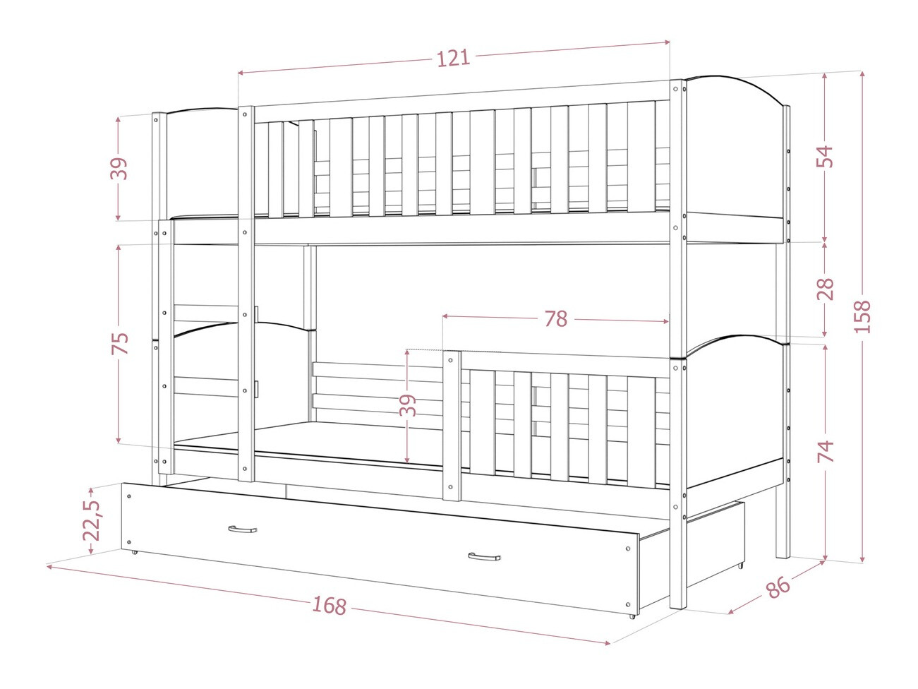 Bunk bed Aurora 113 (White)
