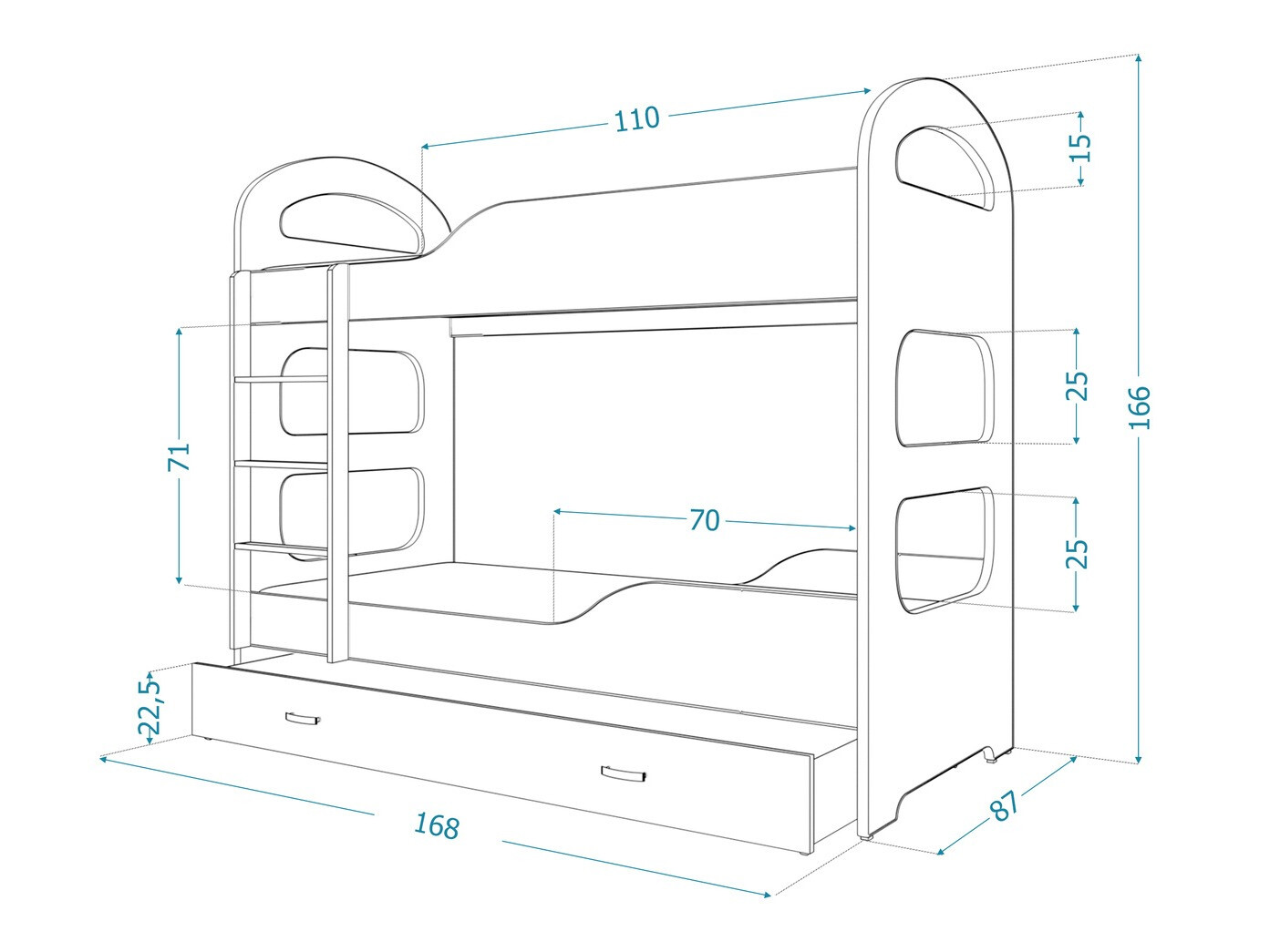 Bunk bed Aurora 114 (White)
