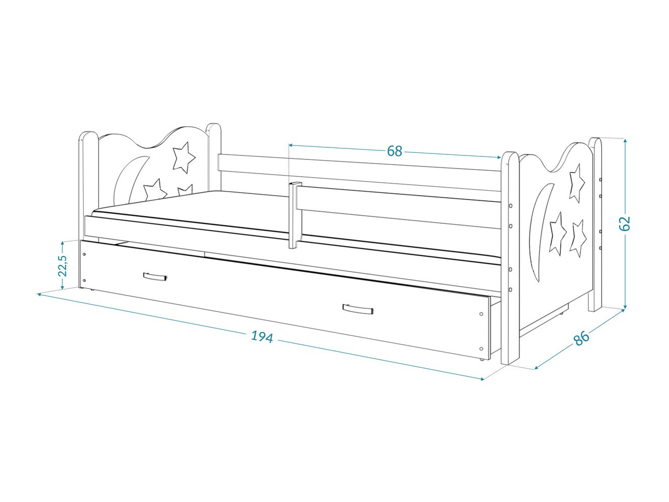 Bed Aurora 124 (Grey)