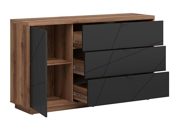 Chest of drawers Fivale 100 (Dark Delano oak + Matte black)