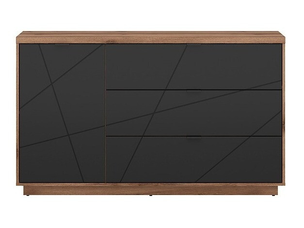 Chest of drawers Fivale 100 (Dark Delano oak + Matte black)