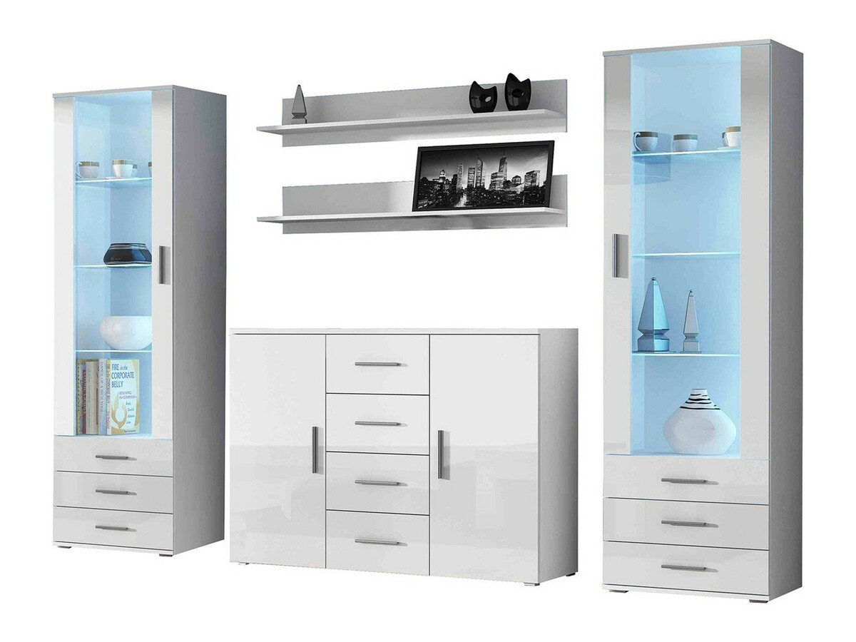Living room set Tornola 112 (White + Glossy white)