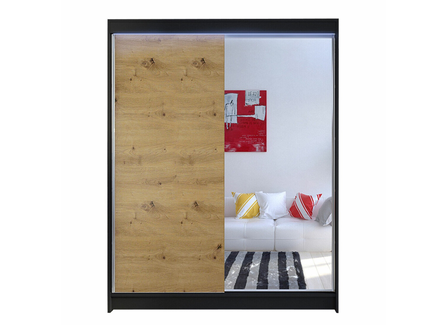 Ντουλάπα Closico Vastor I (Μαύρο + Artisan βελανιδιά)