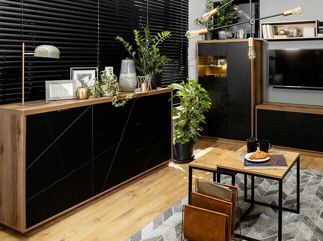 Συρταριέρα Fivale 100 (Σκούρα βελανιδιά delano + Μαύρο ματ)