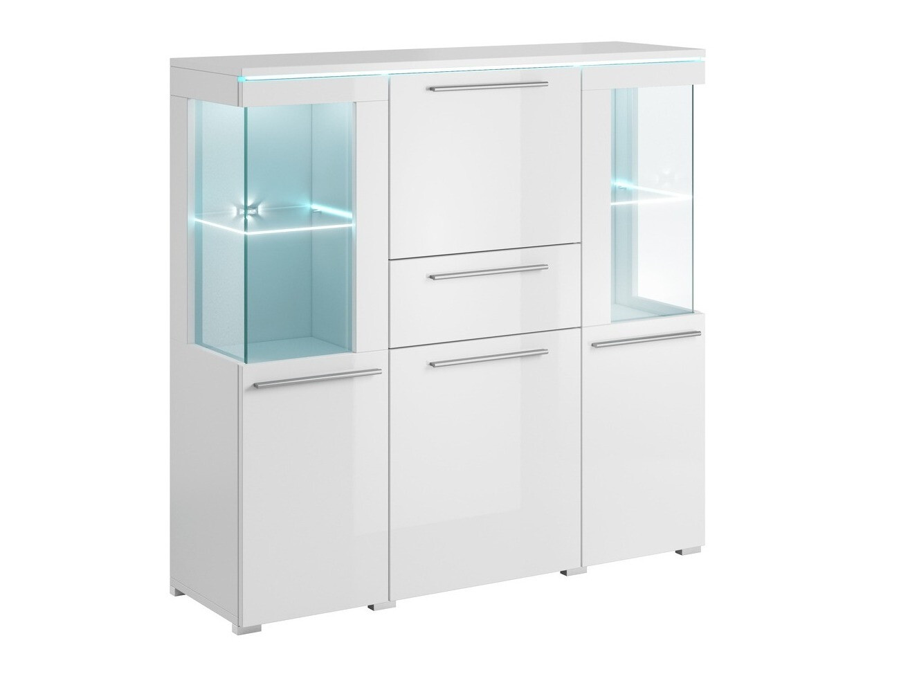 Συρταριέρα Torvire 115 (Άσπρο + Γυαλιστερό λευκό)