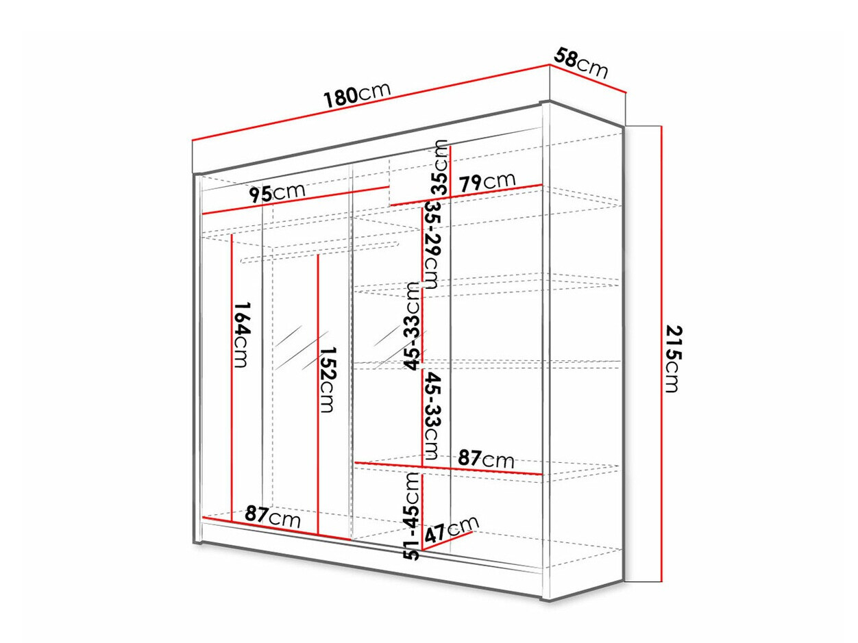 Ντουλάπα Closico Cavaris II (Μαύρο + Artisan βελανιδιά)