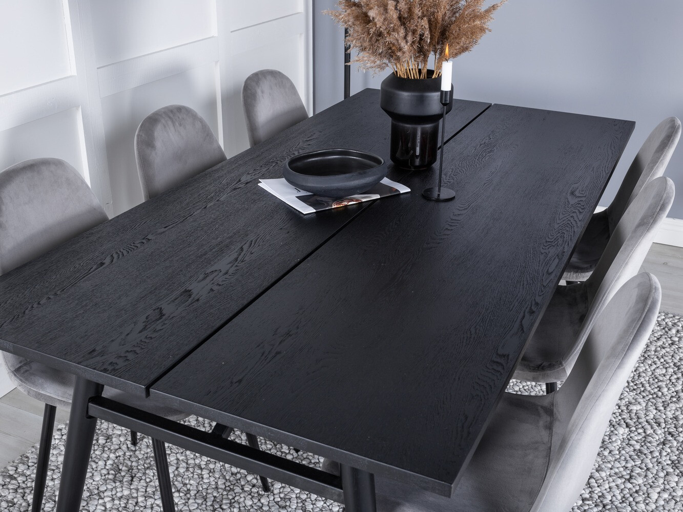 Dining set Dallas 1786 (Light grey + Black)
