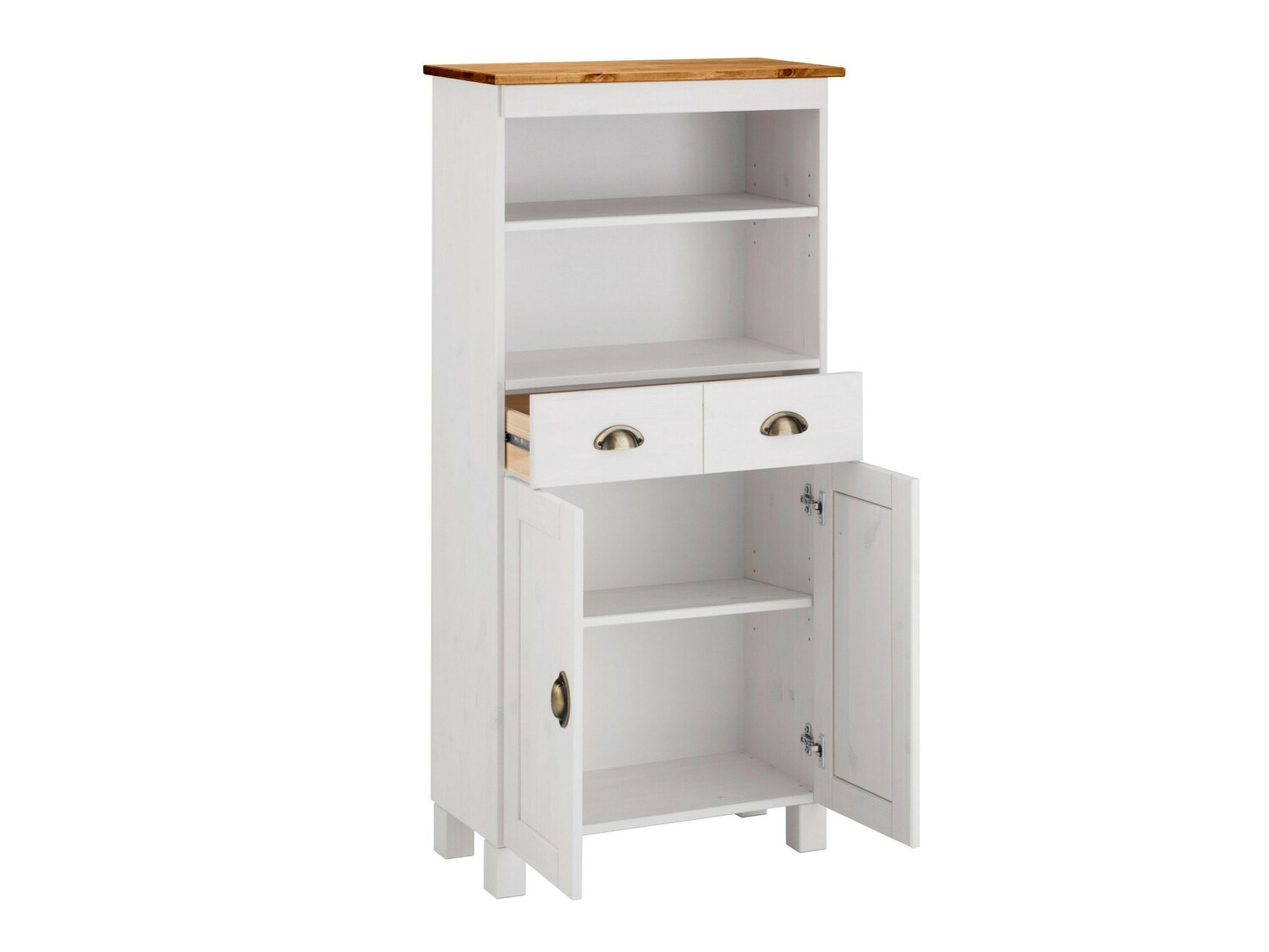 Όρθιο ντουλάπι μπάνιου Serelbu 105 (Άσπρο + Ανοιχτό καφέ)