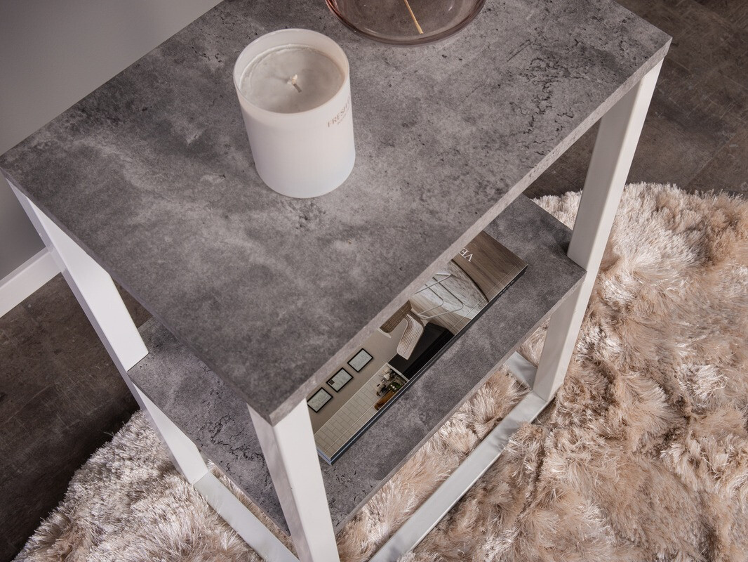 Βοηθητικό τραπεζάκι Dallas 260 (Σκυρόδεμα + Άσπρο)