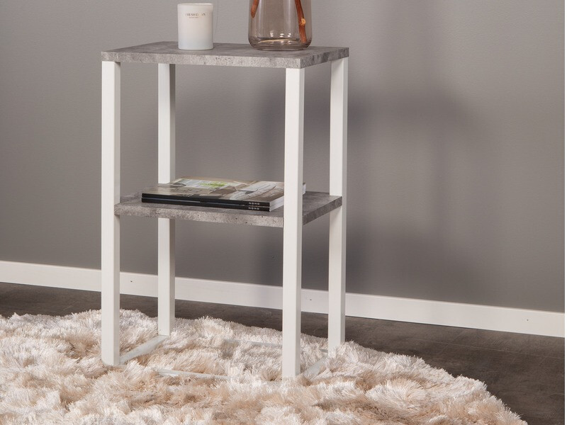 Βοηθητικό τραπεζάκι Dallas 260 (Σκυρόδεμα + Άσπρο)