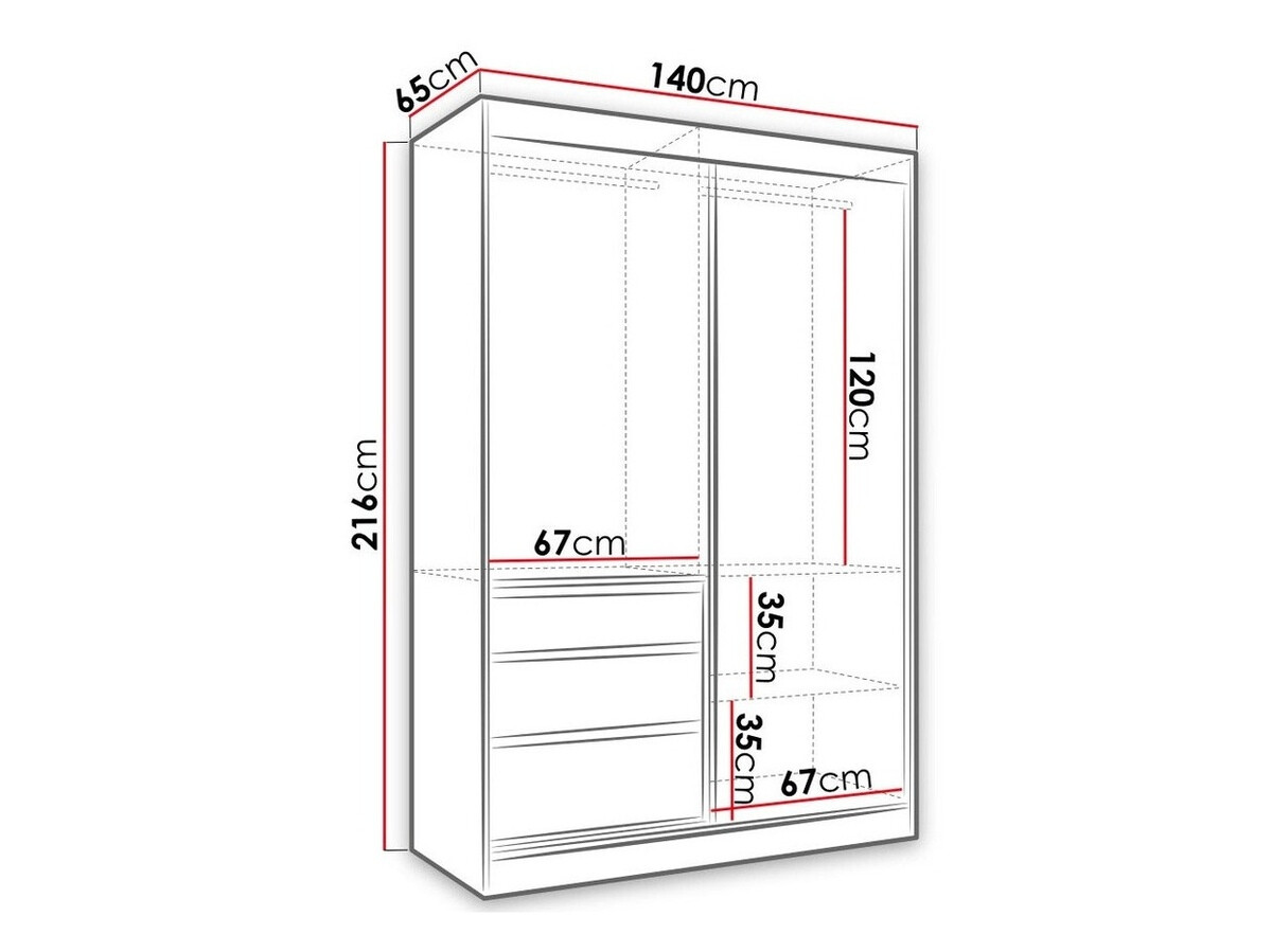 Ντουλάπα Toledo 115 (Δρυς Λευκάδας + Μαύρο ματ)