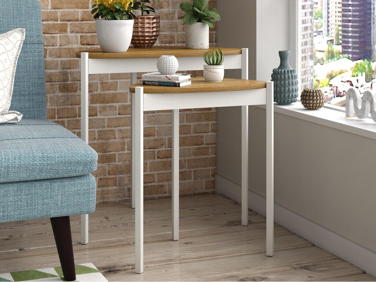 Nest of side tables Novogratz 154 (White + Walnut)