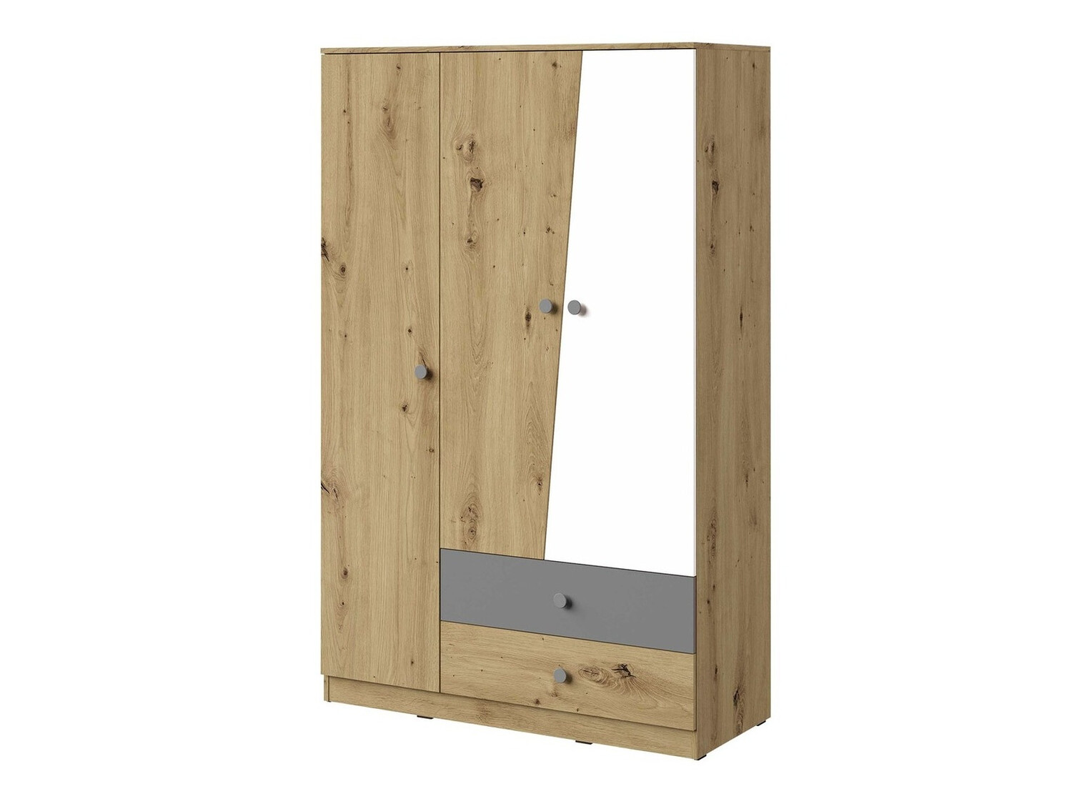 Wardrobe Almira 102 (Artisan oak + White + Grey)