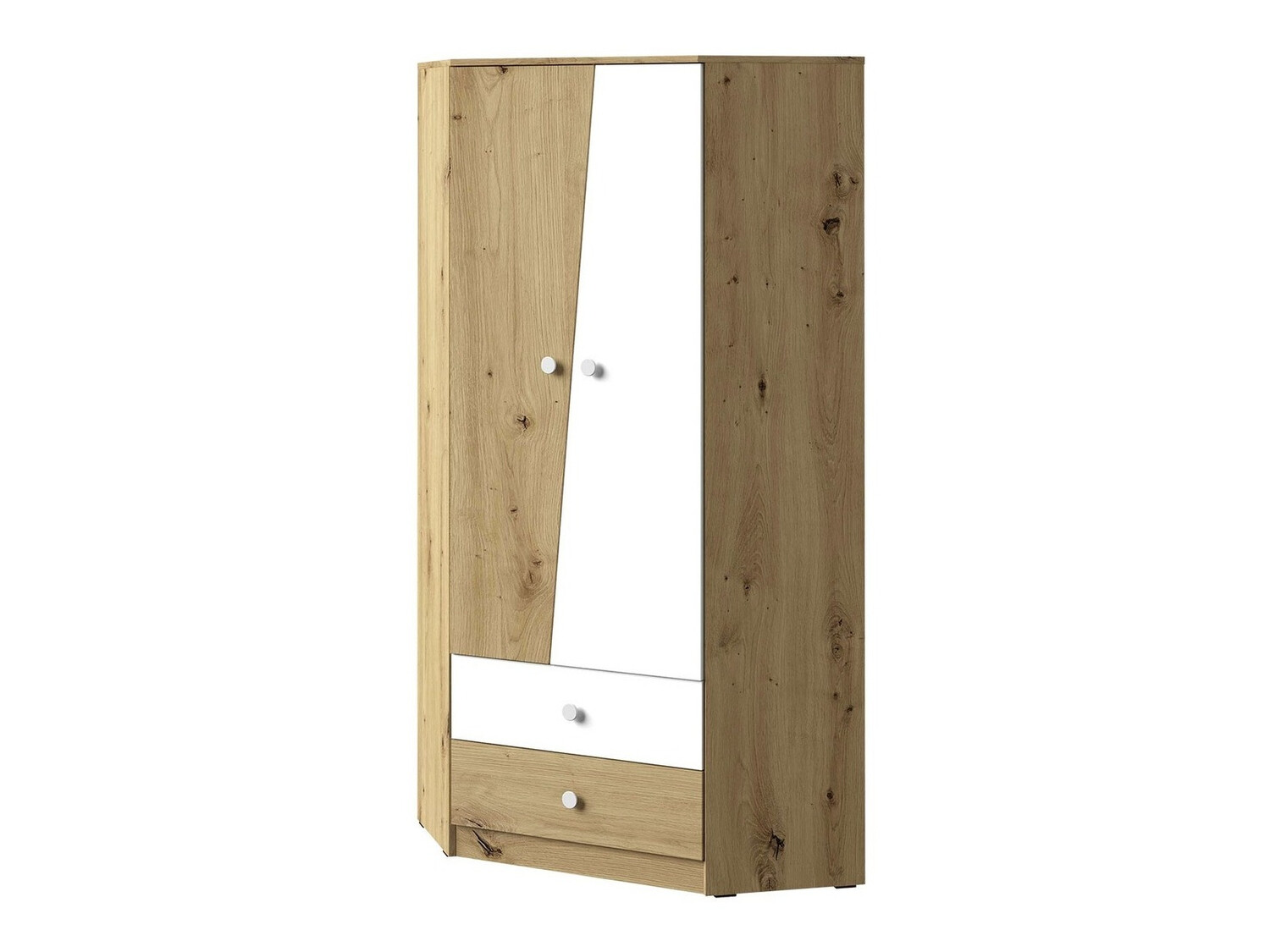 Corner wardrobe Almira 101 (Artisan oak + White)