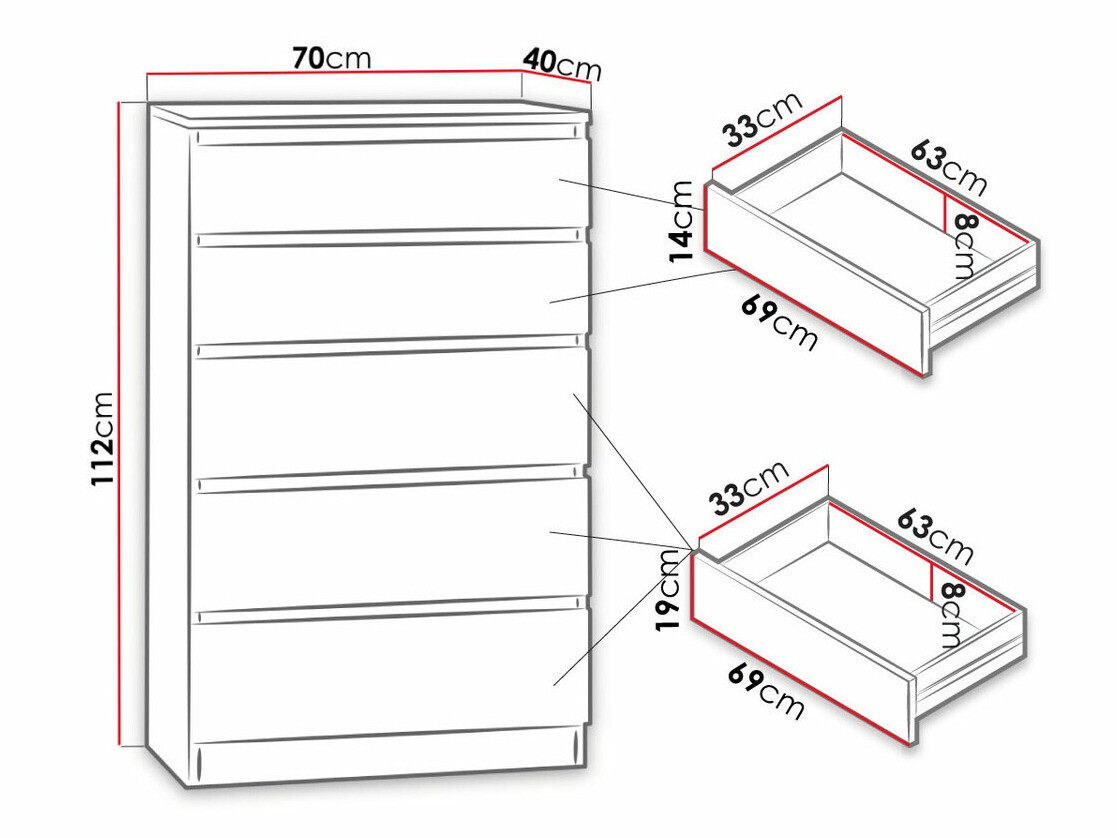 Chest of drawers Comfivo Structor IV (White)