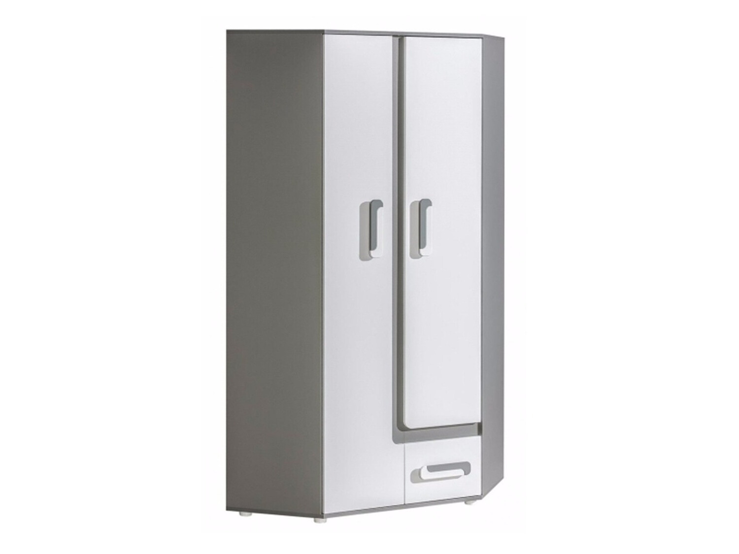 Γωνιακή ντουλάπα Levtala 102 (Ανθρακί + Άσπρο)