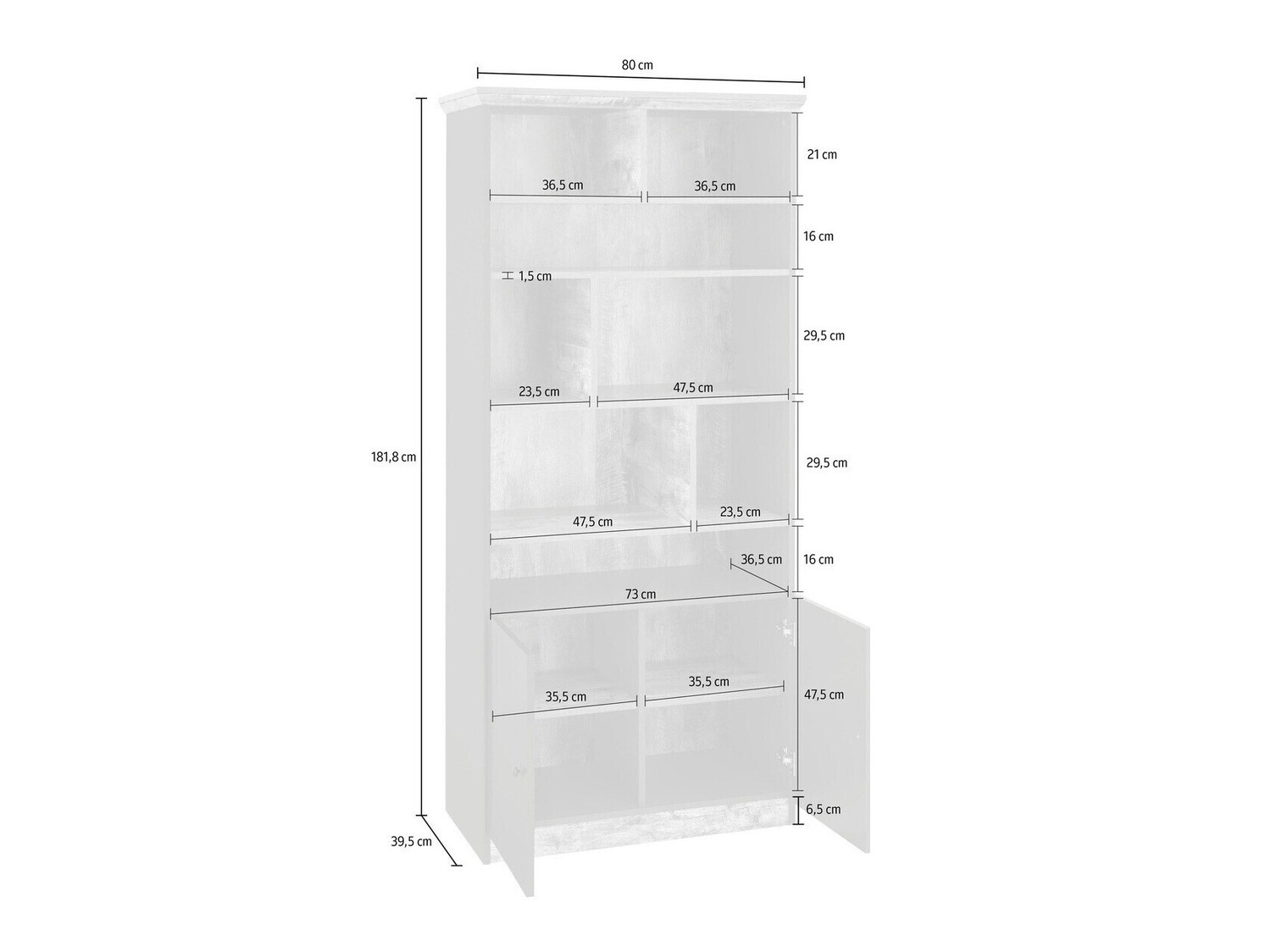 Bookcase Felmave 104 (White + Oak)