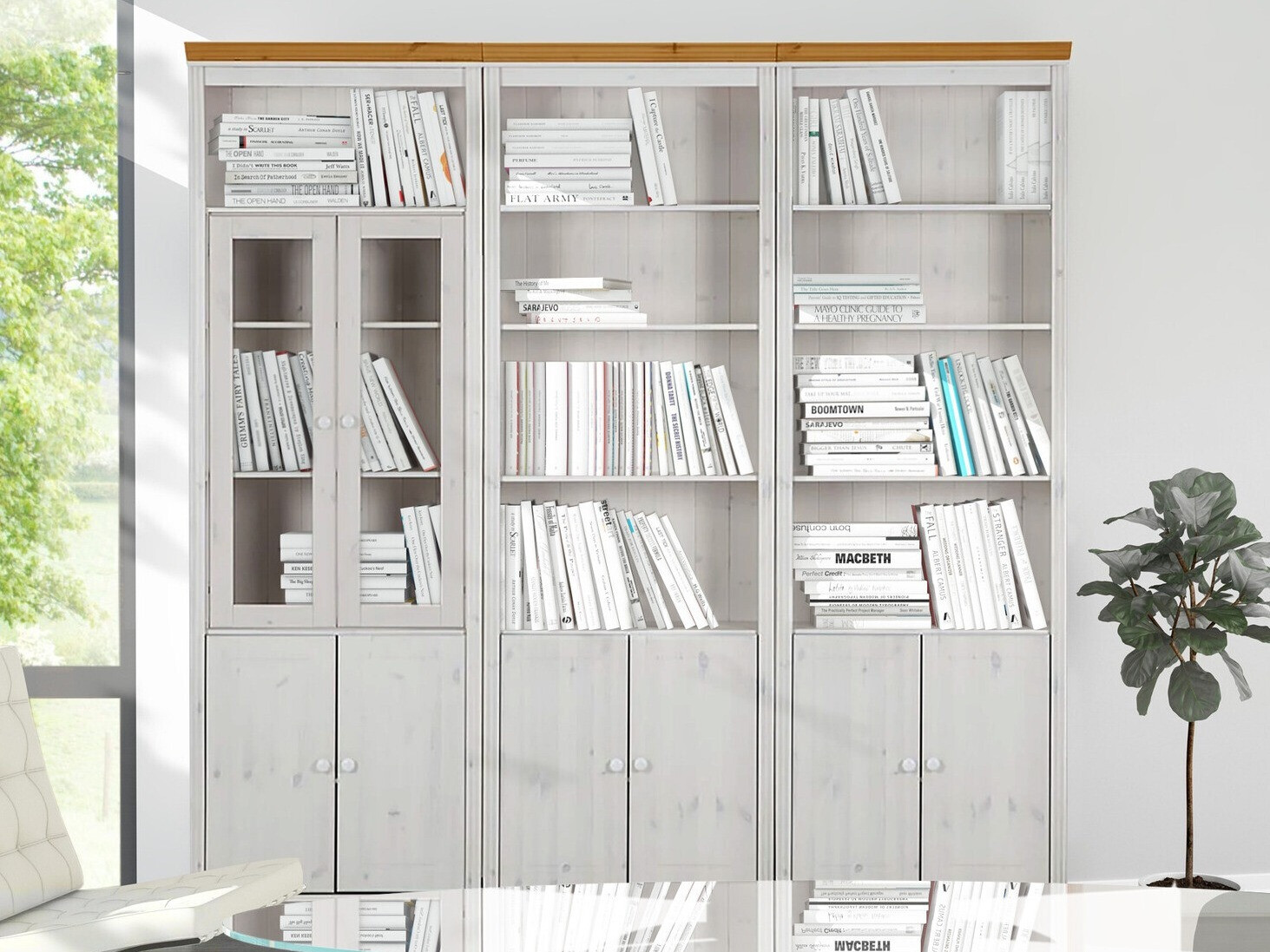 Συλλογή ραφιών Saltoro 111 (Άσπρο + Μελί δρυς)