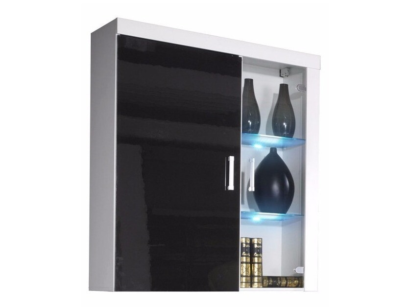 Wall cabinet Odebeli 101 (White + Glossy black)