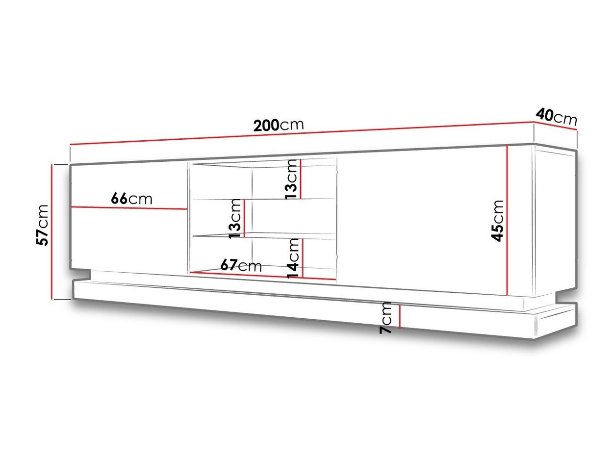 Έπιπλο τηλεόρασης Linar I (Άσπρο + Γυαλιστερό λευκό)