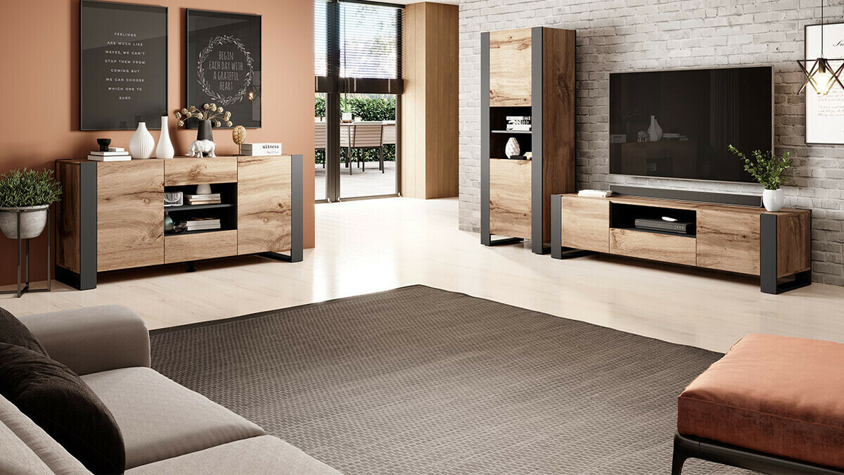 Έπιπλο τηλεόρασης Socius (Δρυς wotan + Ανθρακί)