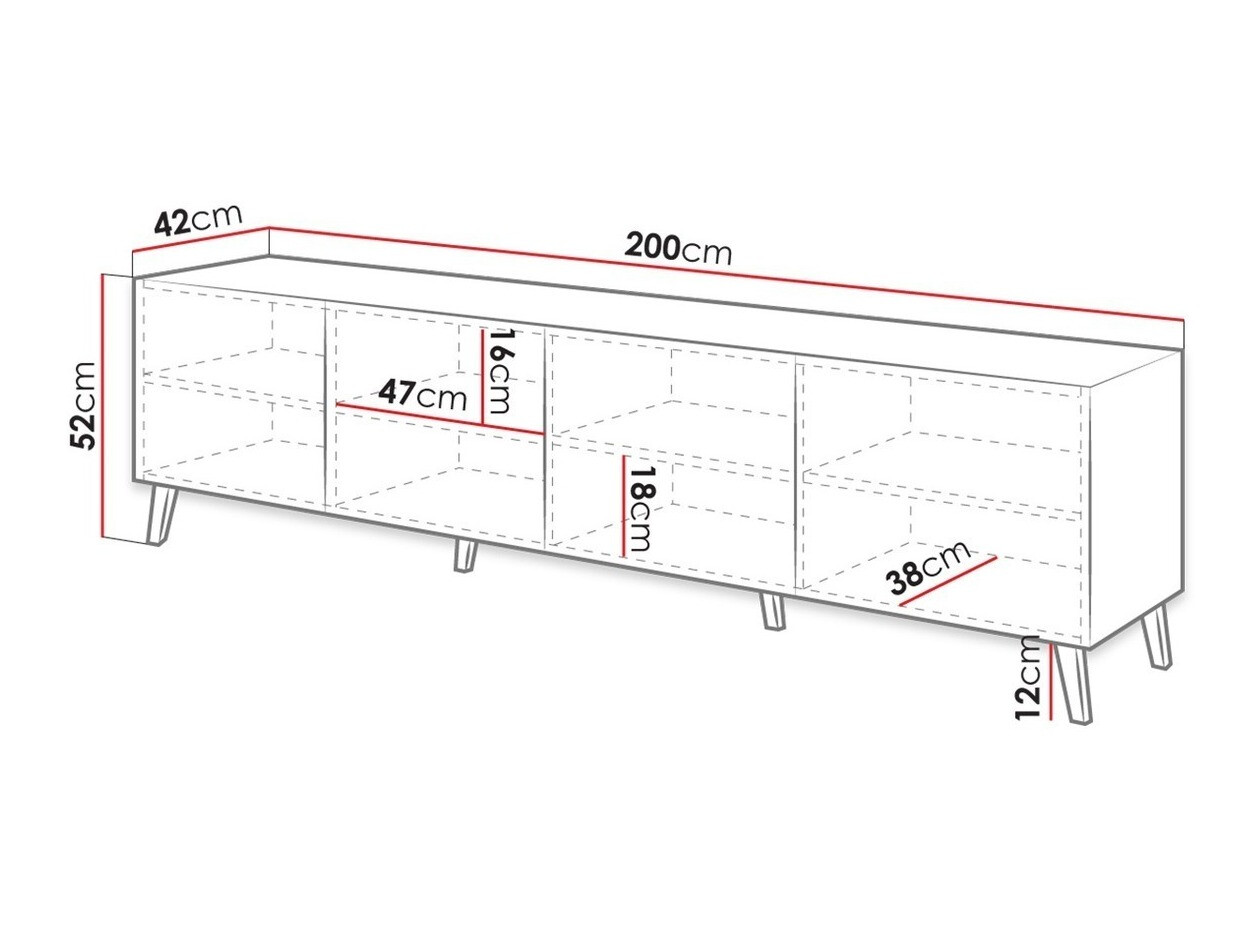 TV stand Charlotte 145 (White + Glossy white)