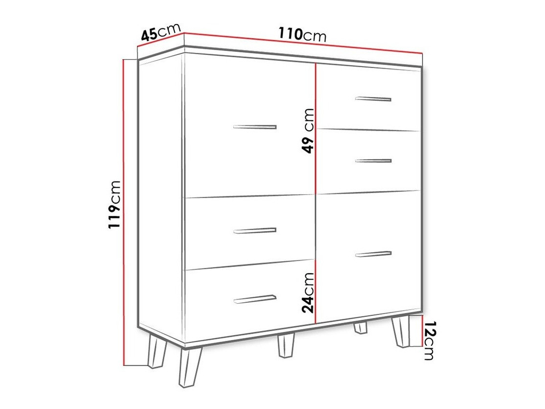 Chest of drawers Larfloi 104 (Wotan Oak + Black)