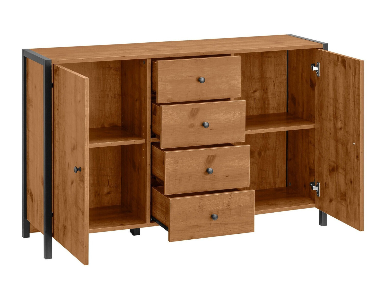 Chest of drawers Larnovo 103 (Dark oak + Black)