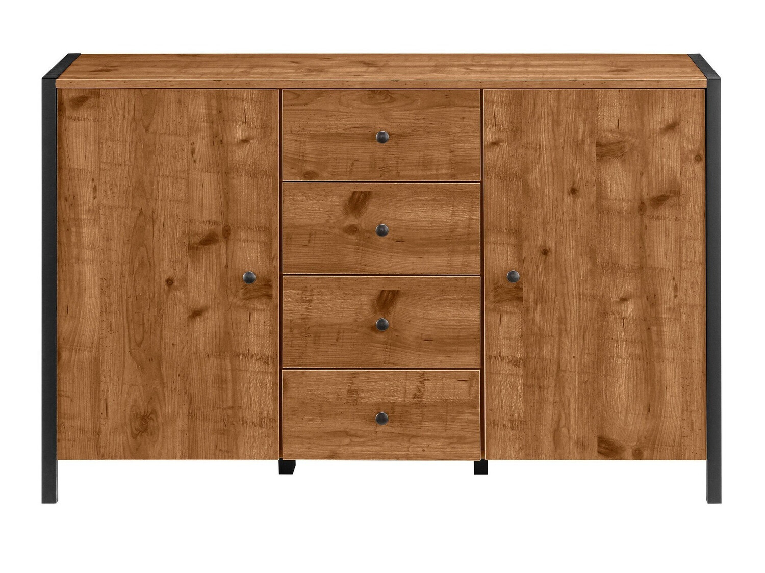 Chest of drawers Larnovo 103 (Dark oak + Black)