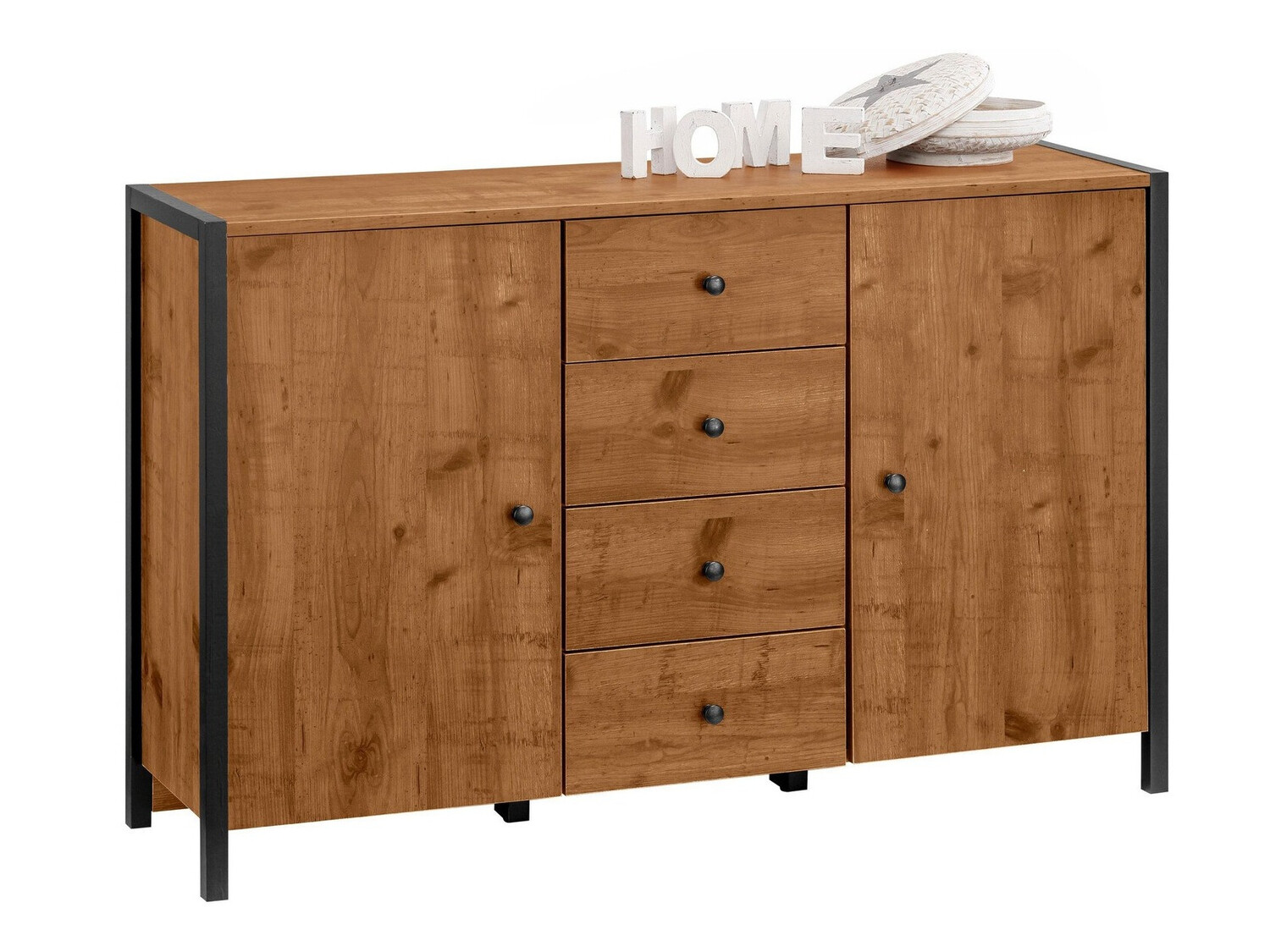 Chest of drawers Larnovo 103 (Dark oak + Black)