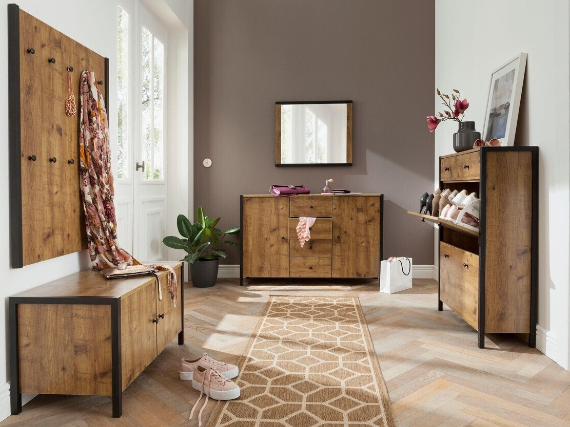Chest of drawers Larnovo 103 (Dark oak + Black)