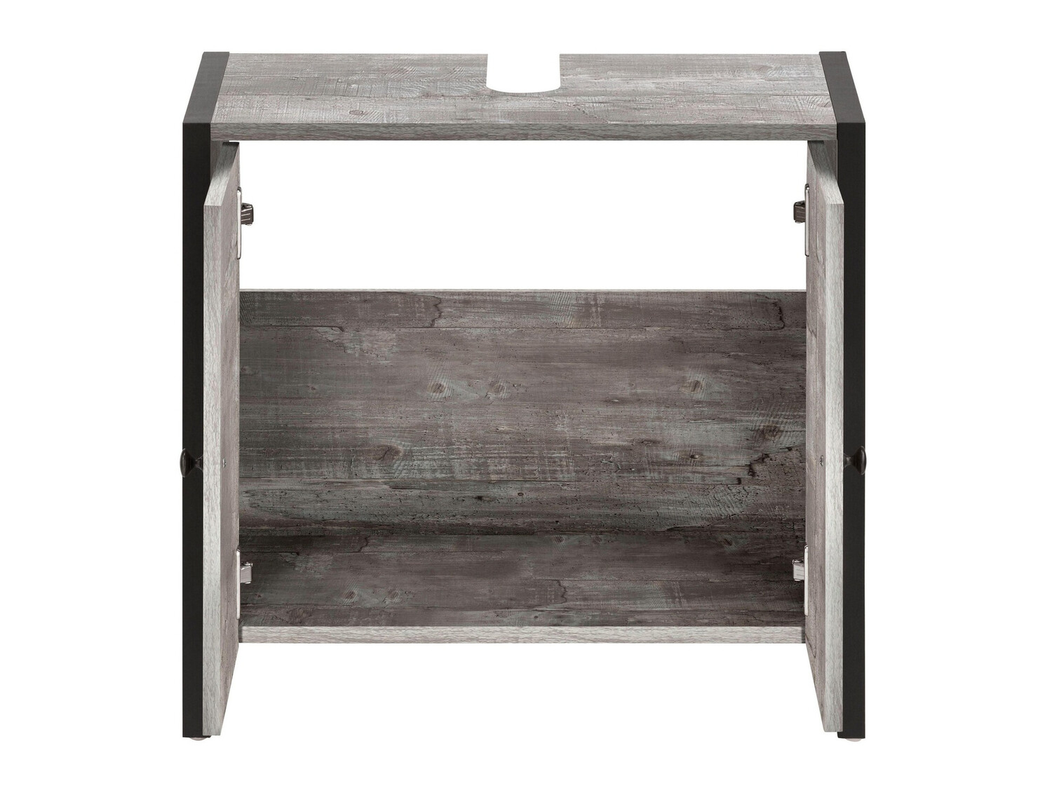 Standing bathroom cabinet for washbasin Larnovo 113 (Grey oak + Black)