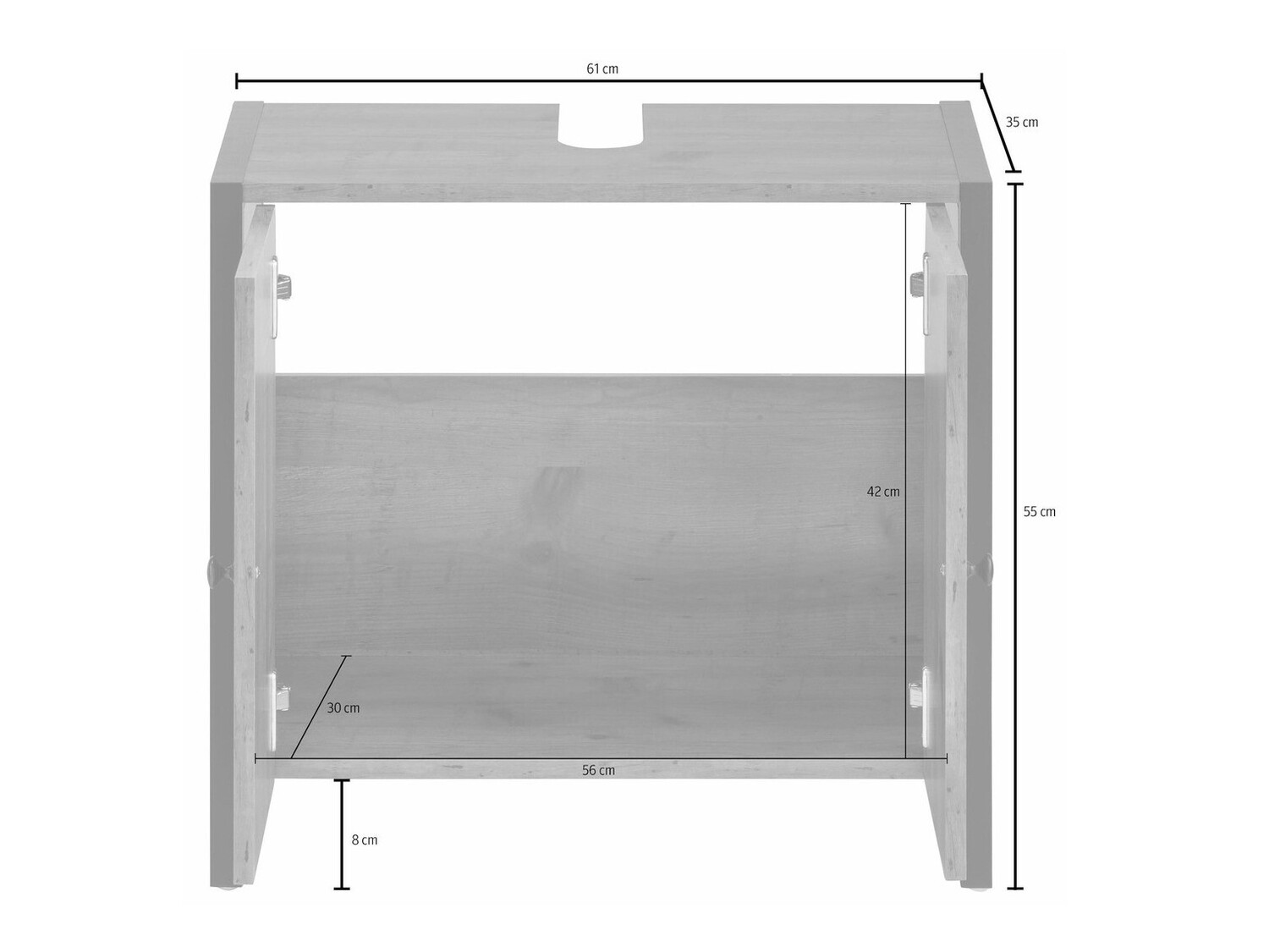 Standing bathroom cabinet for washbasin Larnovo 113 (Grey oak + Black)