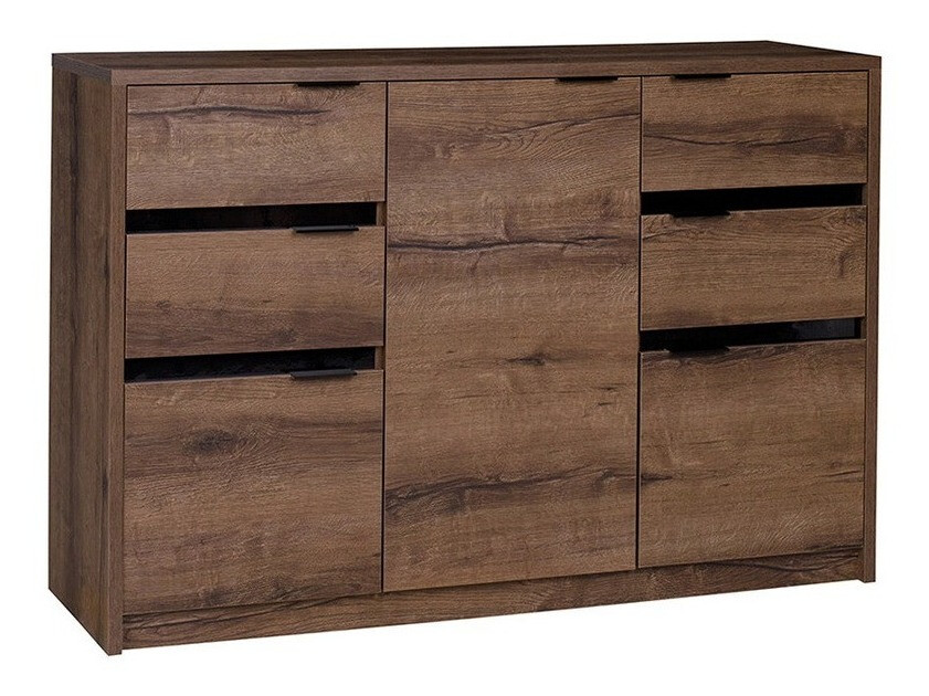 Chest of drawers Fivelbo 101 (Monastery oak + Glossy black)