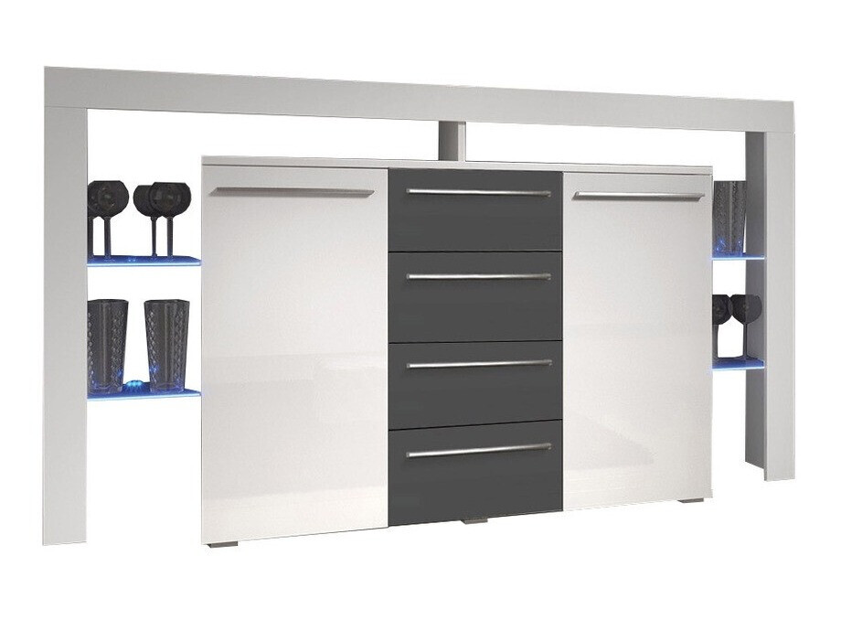 Συρταριέρα Aestas (Άσπρο + Γυαλιστερό Γκρι)