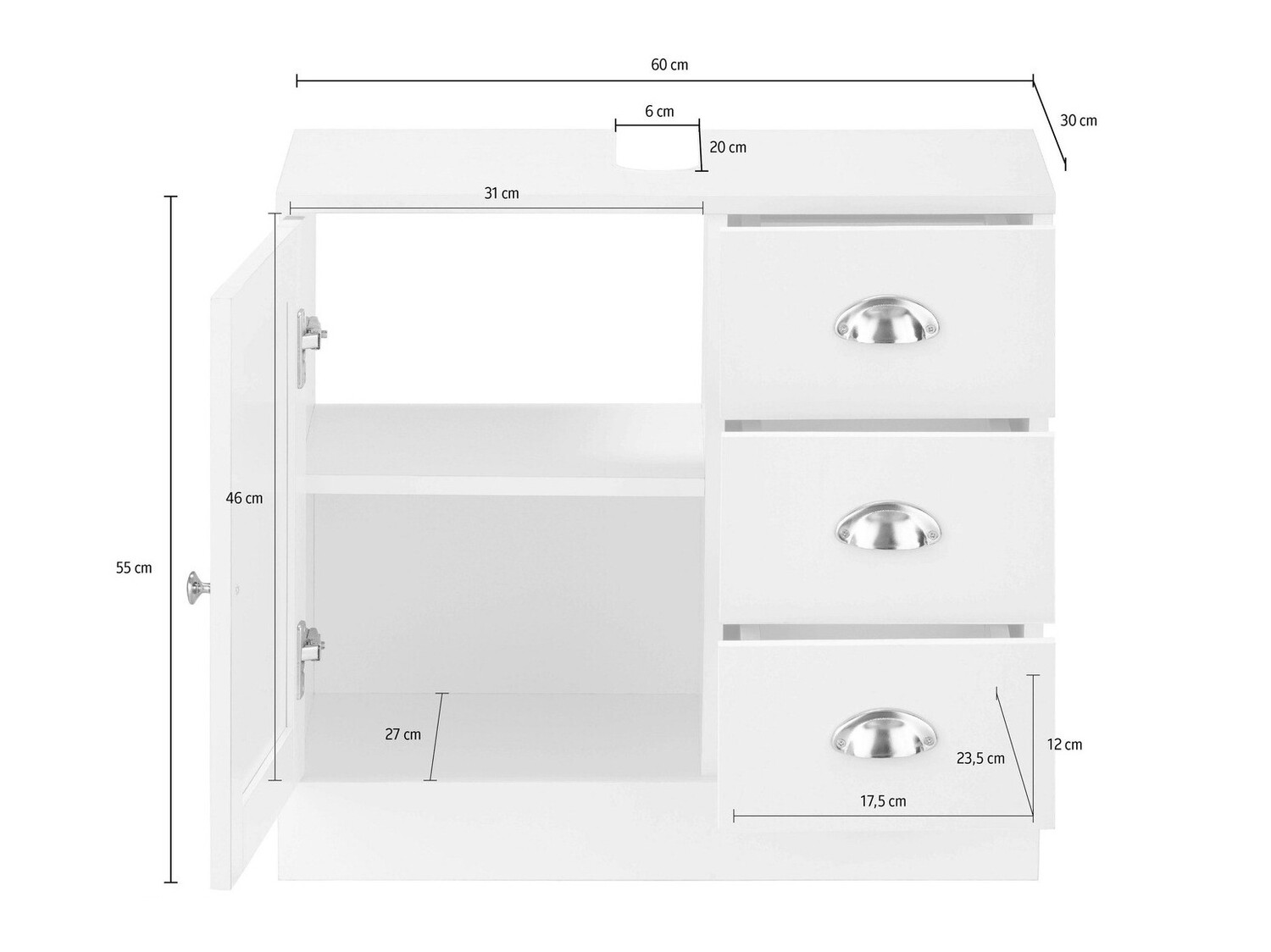 Όρθιο ντουλάπι νιπτήρα μπάνιου Elmvene 105 (Άσπρο)